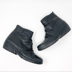 Dansko Arisa Black Leather Ankle Wedge Boots